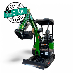 Minigraver 1.4 ton - inverted arm - kubota - sideforskydelige bælter